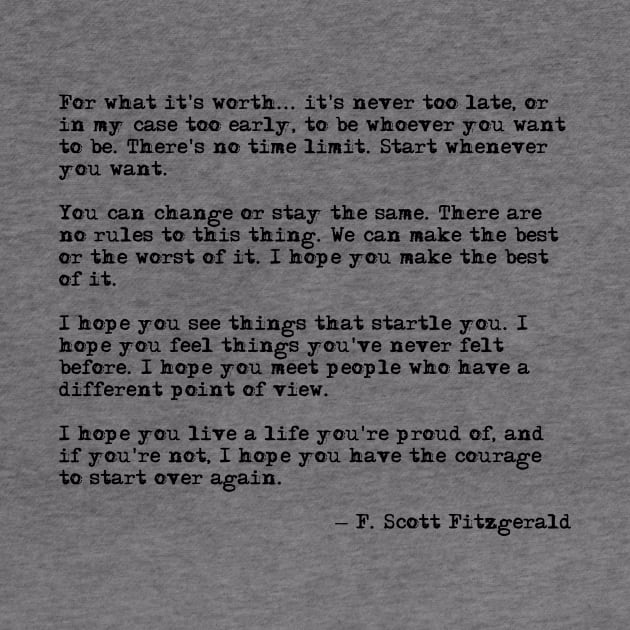 For what it's worth - F Scott Fitzgerald quote by peggieprints